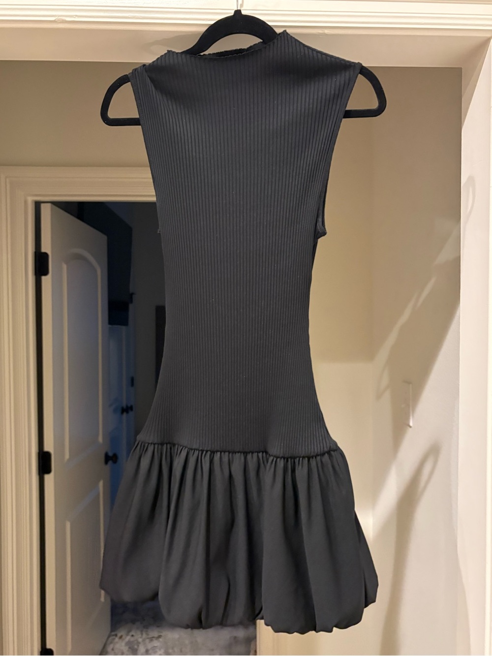 Zara Black Ribbed Sleeveless Dress with Cutout Detail